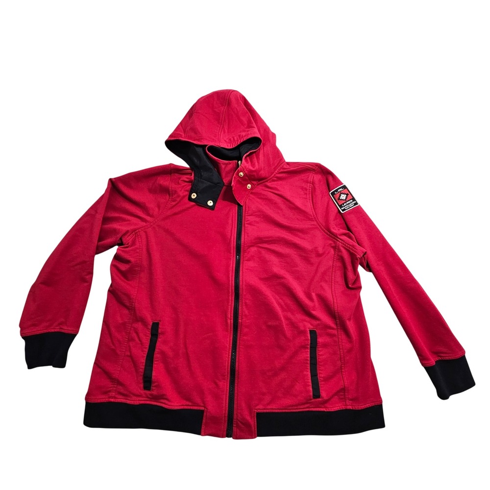 Lauren Active Ralph Lauren Hoodie Red Black Full Zip Sleeve Patch 22.5x25.5